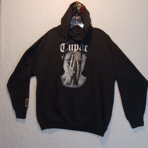 Authentic Cross Colours Tupac Shakur 2Pac Graphic Black Hoodie Size Large